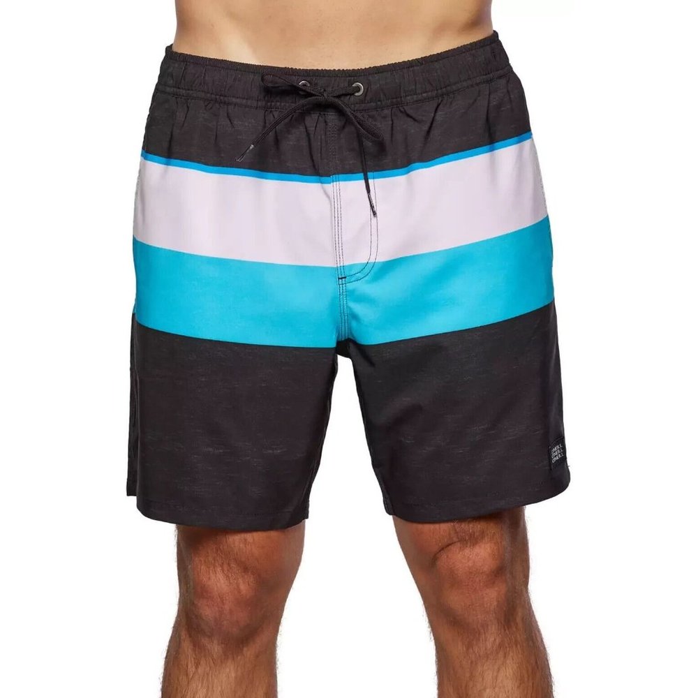 New O’Neill Smash Up Volley Men’s Swim Trunks Board Shorts Small Black Turquoise